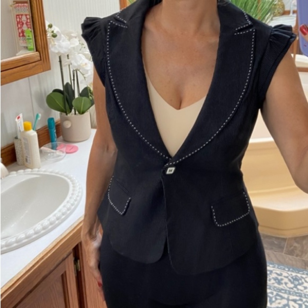 Black Corduroy Blazer with White Stitching